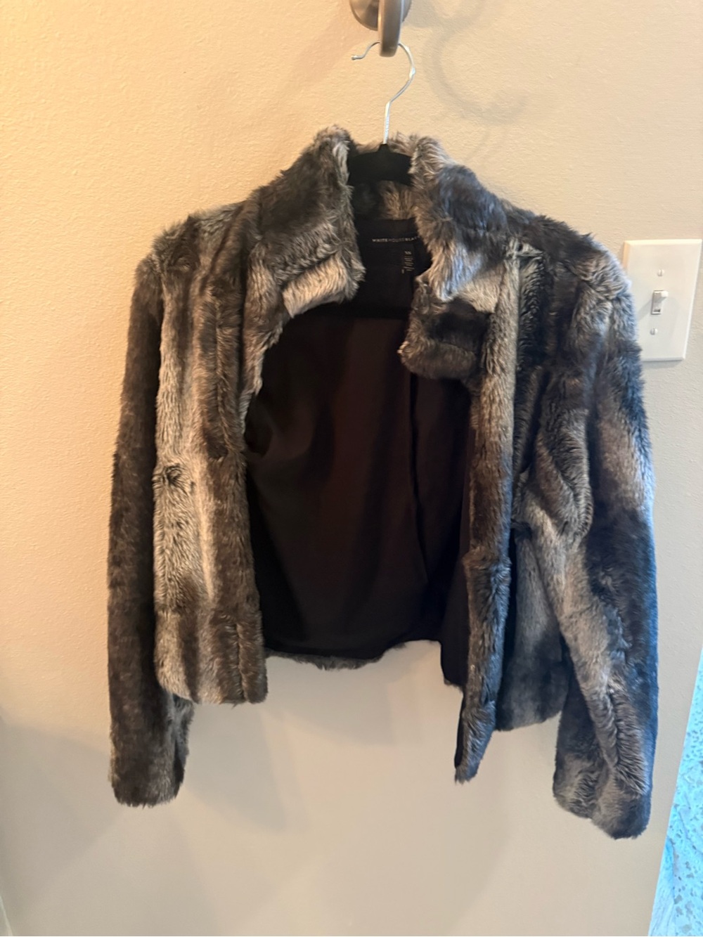 White House Black Market Faux  Fur Gray Women’s Jacket